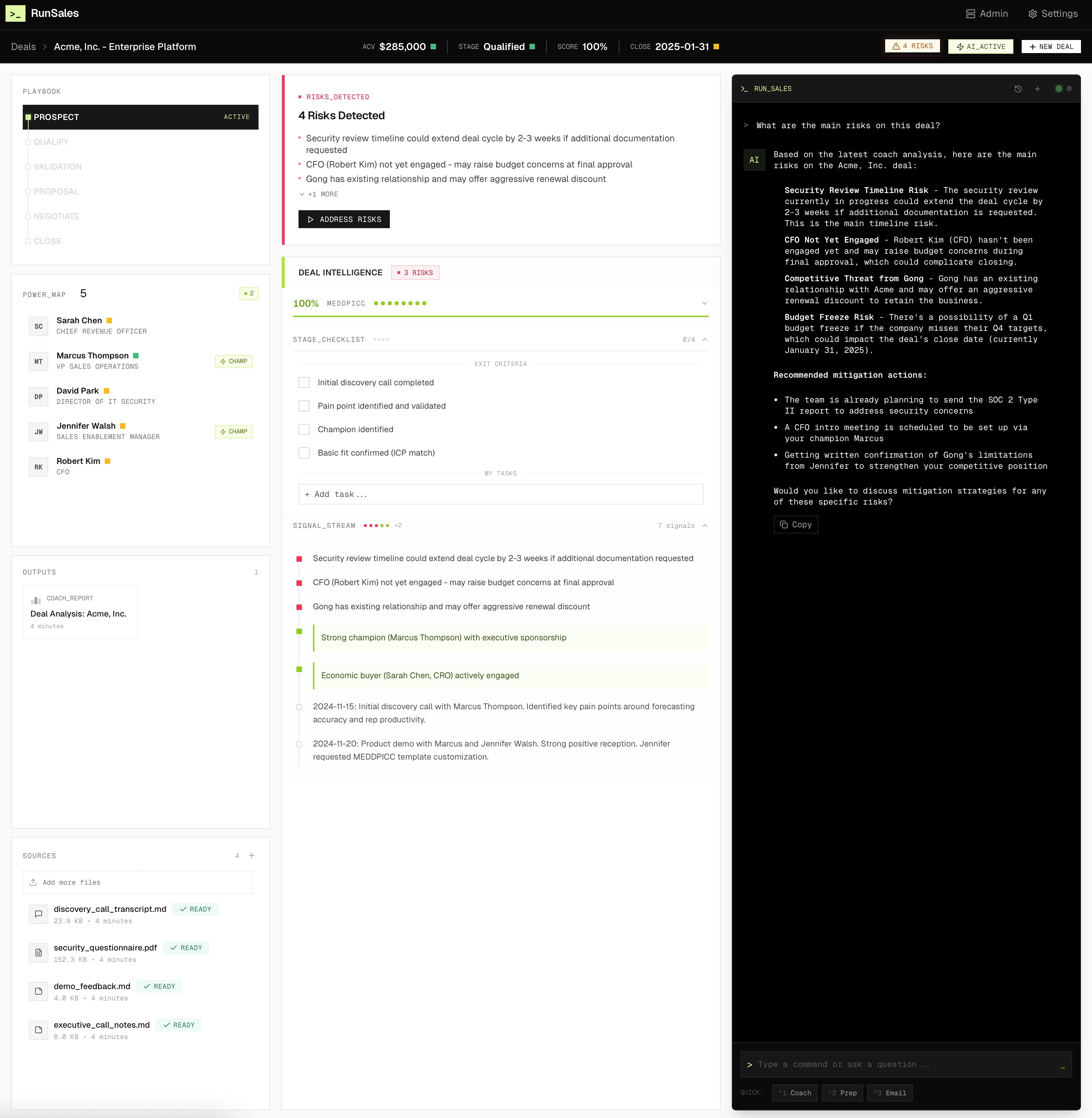 RunSales Dashboard - Deal Intelligence and AI Assistant